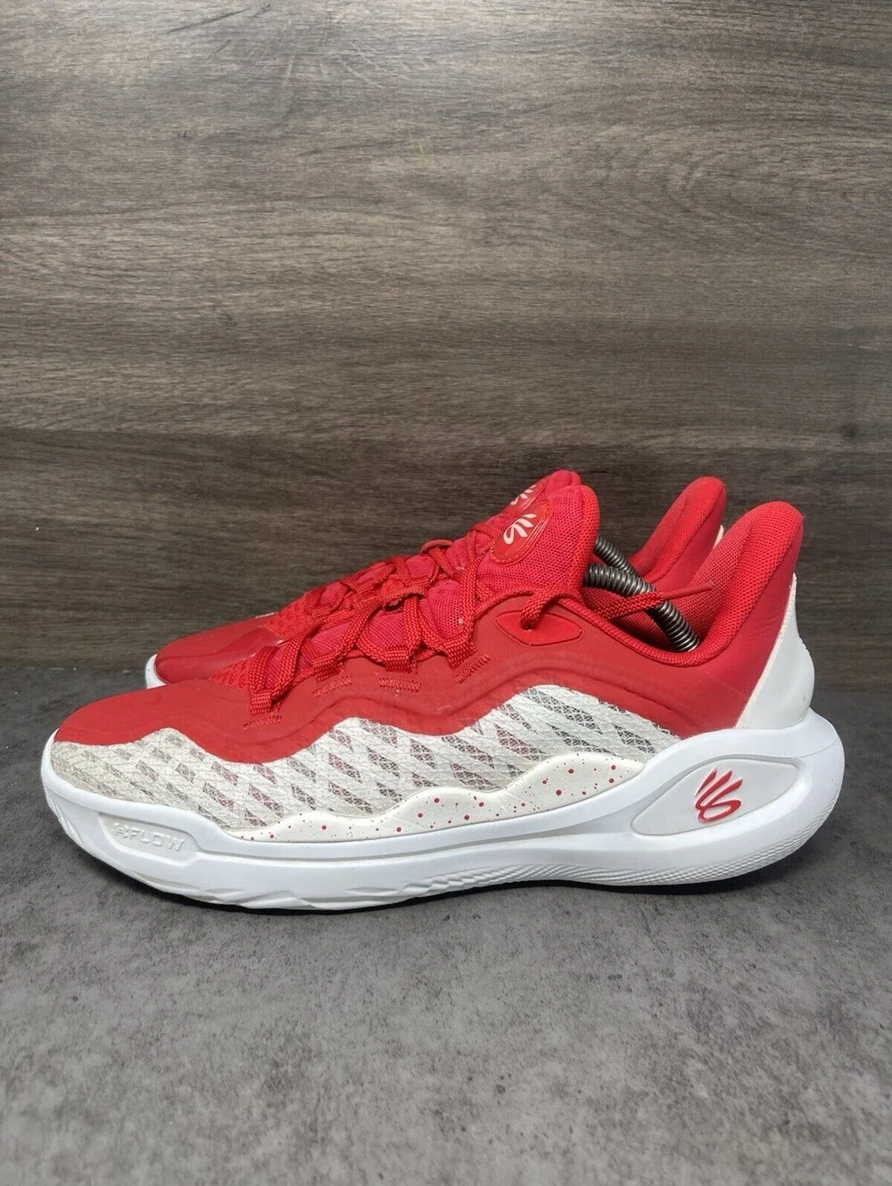 Under Armour Curry 11 Team Red White Size 9.5 Mens Flow Basketball Shoes